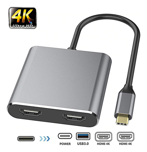 Estación De Acoplamiento Usb C 4 En 1 Con 2 Hdmi Y 4k
