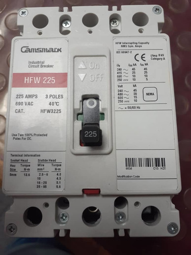 Breaker Trifásico 225 Amp Camsmack Fi 225 Hws Mayor Y Detal