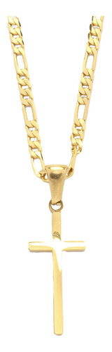 Dije De Cruz Crucifijo Liso Con Cadena Unisex Oro Lamin 24k