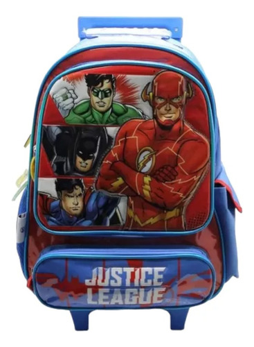 Mochila Escolar Liga De La Justicia Carro Ruedas 16 Pulgadas