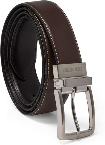 Cinturón De Piel Reversible Steve Madden Uso Diario Hombre Color Negro/Marrón Diseño de la tela 50% Piel / 50% Poliuretano Talla 32
