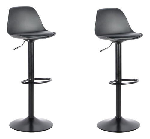 Set De 2 Sillas De Cocina Bancos Para Barra Taburetes De Bar Estructura De La Silla Negro Asiento Negro Diseño De La Tela Liso