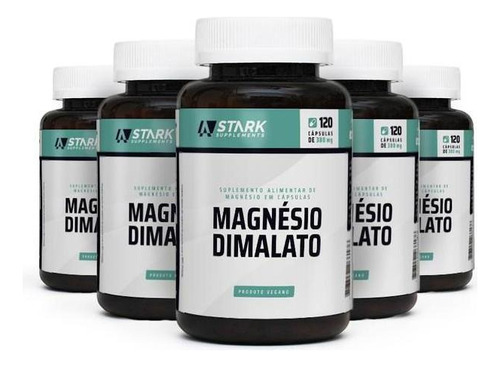Kit 5x Magnésio Dimalato - 120 Cápsulas - Stark Supplements Sabor Natural