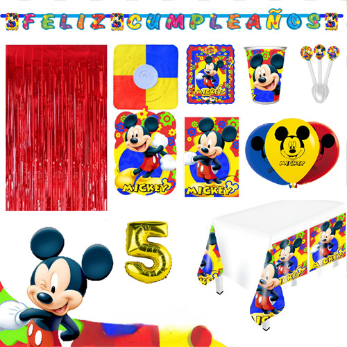 Kit Infantil Decoración Fiesta - Mickey Mouse X20 Invitados