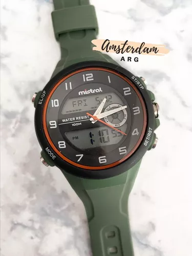 Reloj Mistral Hombre Digital Caucho Verde