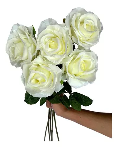 5 Rosas Artificiais Aveludadas Flor Artificial Para Enfeites | MercadoLivre