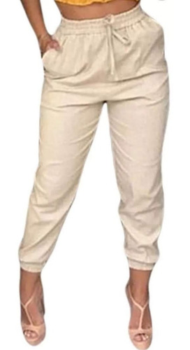 Calça Jogger Feminina - Linho Cintura Alta Social Bomber