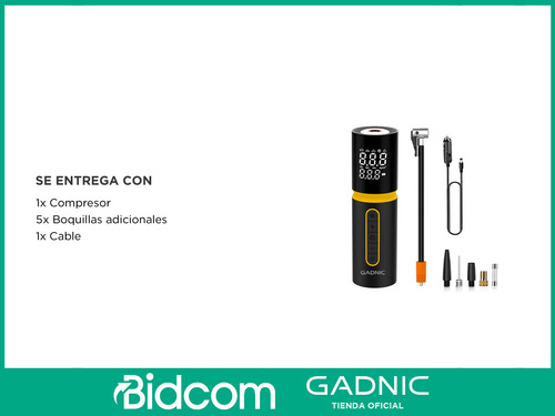 Compresor De Aire Gadnic Con Cable 12v Panel Digital Luz Led