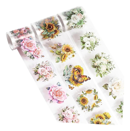 Conjunto De 3 Rolos De Fita Washi De Flores Para Artesanato