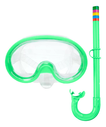 Kit Oculos Máscara Mergulho Respirador Snorkel Profissional Cor Verde
