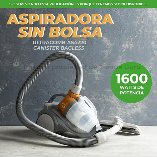 Imagen 2 de 9 de Aspiradora Ultracomb 1600w S/bolsa Filtro Hepa 1.5lts As4220