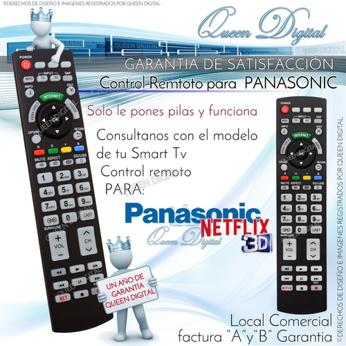 Imagen 2 de 8 de Control Remoto Universal Para Todos Los Panasonic Smart Netf
