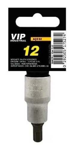 Soquete Allen 12mm Curto Manual 1/2 - Vip Industrial