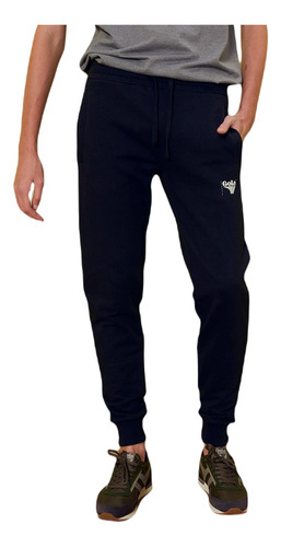 Jogger Gola Frisa Hombre Algodón Gris Oscuro