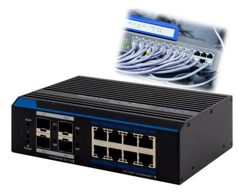 Switch Industrial Poe 8 + 4 Sfp - Admin L2 120w 