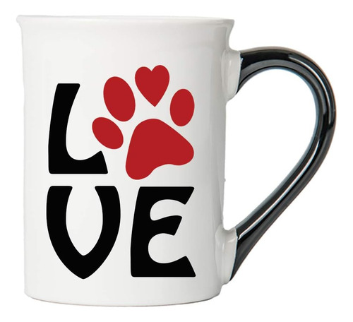 Cottage Creek Love Pawprint Taza De Café De Cerámica, 16 Oz.