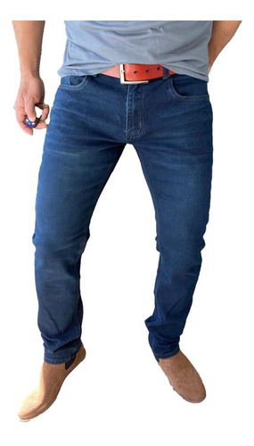 Imagen 1 de 7 de Pantalón Tela Jeans Straight Fit Azul Oscuro