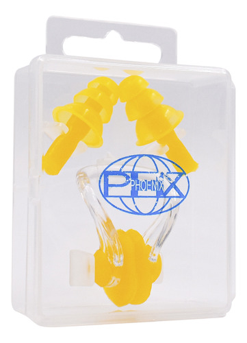 Set De Tapones De Oído + Clip Nasal Phoenix Amarillo