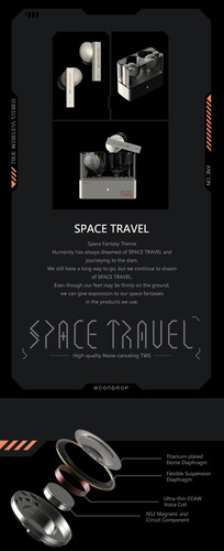 Auriculares Tws Moondrop Space Travel Bluetooth 5.3 Y Negros