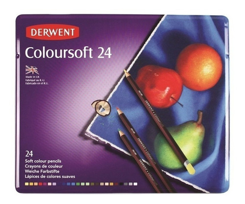 Lata Derwent Coloursoft X 24 Colores Vibrantes 