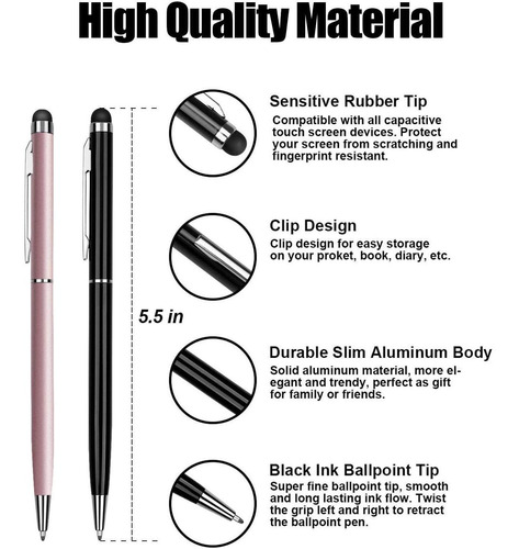 Lapiz Optico Stylus Pen Universal 2 En 1 Punta Goma 10 Uds