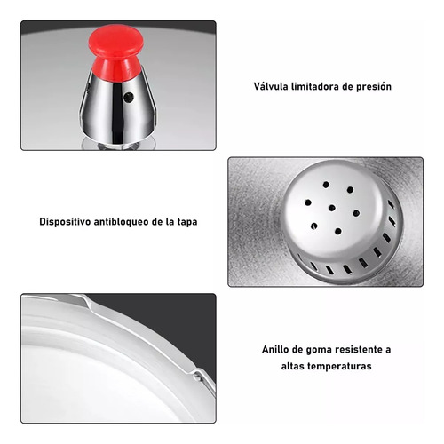 Ollas De Express Presión Universal 9 Litros Con Válvula Seguridad 26cm Komate