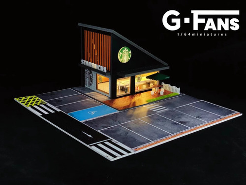 Diorama Starbucks Cafetería Escala 1/64 Luz Led Hot Wheels