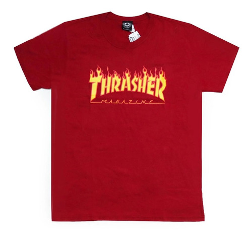 Camiseta Thrasher Flame Logo Vermelho Bordô Original C/ Nf