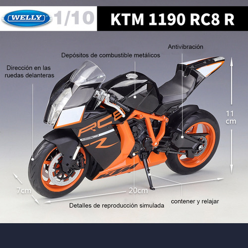 2009 Ktm Rc 8r Miniatura Metal Moto Adornos Coleccionables