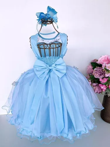 Vestido Frozen Elsa Azul Serenity Infantil Festa Capa