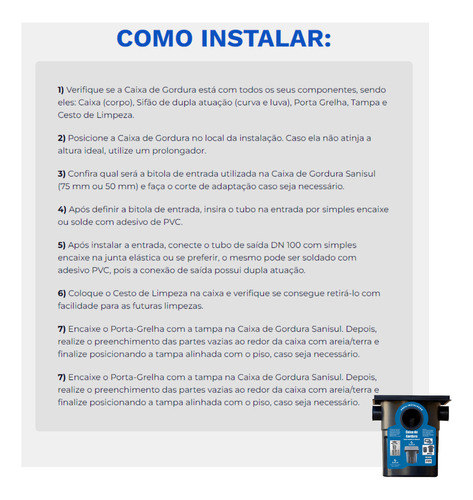 Caixa De Gordura 18 Litros Completa Com Tampa E Cesto 44cm Cor Preto