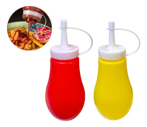 Set De 2 Potes De Salsas - Dispensador Plástico