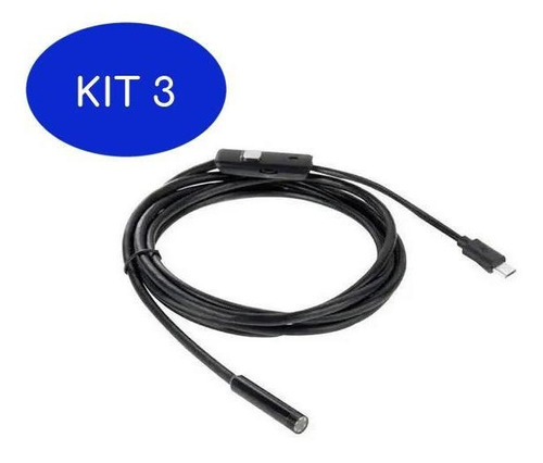 Kit 3 Camera Inspeção Sonda Endoscópica Android 2m Com Adap