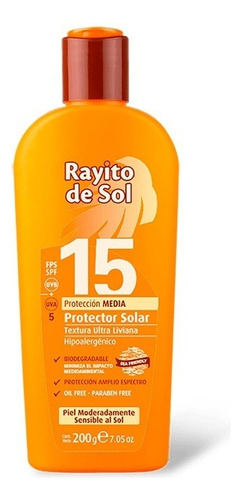 Rayito De Sol Protector Solar Oil Free Emulsión Fps15 200g