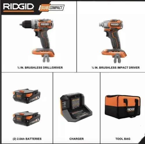 Ridgid R9780 Kit Taladro 1 2 Y Impacto 1 4 18v Brushlees2bat