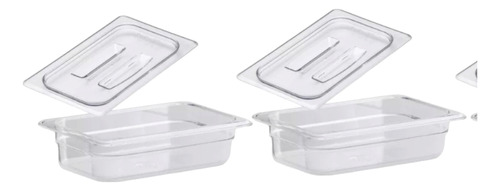 Charola 1/4 Cuarto 6.5 Cm C/tapa Policarbona 2 Juegos Cambro