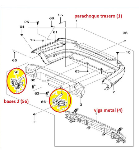 Bases De Parachoque Trasero Aveo 2005/2010 Sedan 