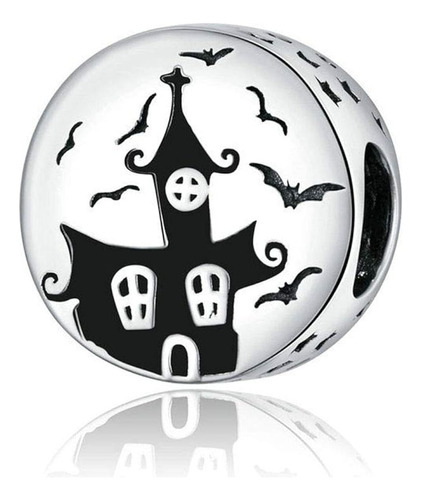 Ghost Castle Charm 925 Sterling Silver Halloween Charm Witch