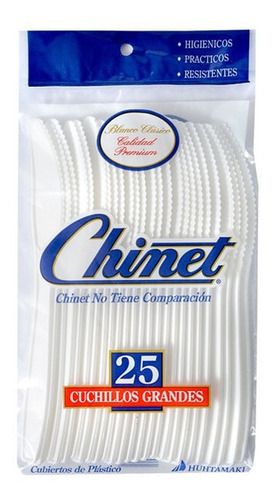 25 Cuchillos Grandes Desechables Blanco Reciclable Chinet