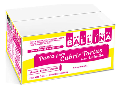 Pasta Ballina 3 Kg Para Cubrir Vainilla Mundo Kanata