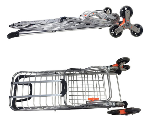 Carrinho De Compras Dobrável 360 P/ Escada Inox Até 50kg