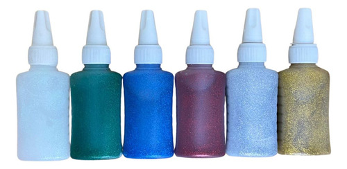 Cola Glitter Brilho 6 Cores 25g Efeito Relevo Bico Aplicador
