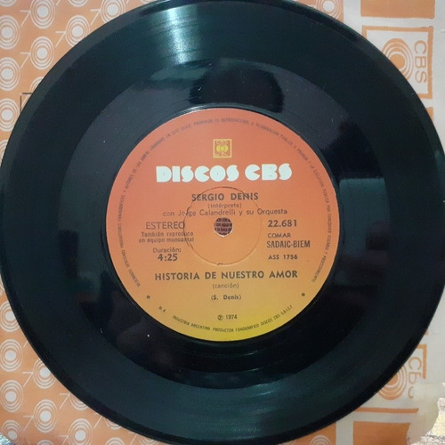 Sergio Denis Historia De Nuestro Amor Vinilo 10 Simple 