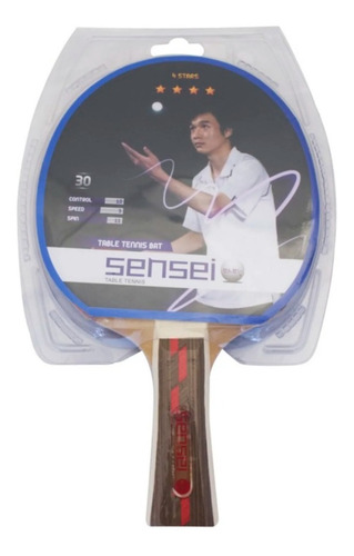 Imagen 2 de 6 de Paleta De Ping Pong Sensei 4 Star Negra Y Roja