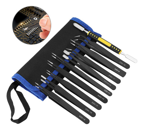 Kit Pinzas Antiestáticas Precisión Herramienta Electronica