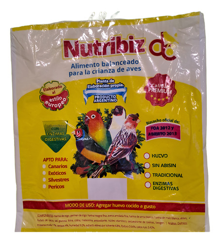 Alimento Bizcocho Nutribiz Fraccionado Pajaro Perico X 3 Kg Bizcocho