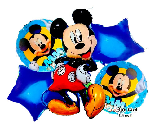 Bouquet Globos Mickey Mouse Azul Niño Decoración