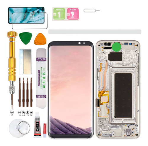 (Plata) Macro+Pantalla Para Samsung Galaxy S8 SM-G950F, G950W, G950A, G950P, G950T, G950U, G950V, G950U1, G950N, SC-02J, SCV36 Gadget Troops (Incell)