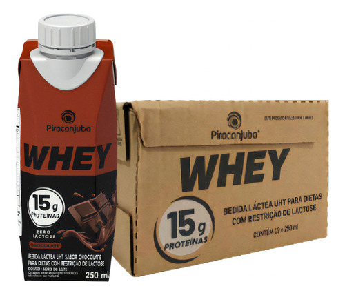 Kit 12 Bebida Lactea Whey 15g Piracanjuba Chocolate 250ml