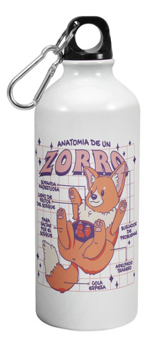 Botella De Agua Deporte Anatomia De Un Zorro 600 Ml